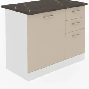 Corp inferior bucatarie Smart 1000, cu blat, stejar A458 + crem mat, 100 x 60 x 85 cm, 2