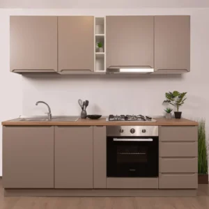 Bucătărie Modulară Completă Compact 2 – Minimalism Modern cu Mânere Frezate