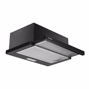 Hota telescopica Pyramis Turbo MDT SL Full Black, putere de absorbtie 573mc/h, 1 motor turbo, 60cm, finisaj negru